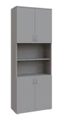 BN 6 - 84DN kancelářská skříň, 4-dveřová/nika, 2150x800x400, šedá