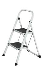 STEP 22, kovové skládací schůdky, jednostranné, 1x2 stupně, bílé