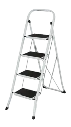 STEP 24, kovové skládací schůdky, jednostranné, 1x4 stupně, bílé