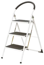 STEP 43, kovové skládací schůdky s madlem, jednostranné, bílé