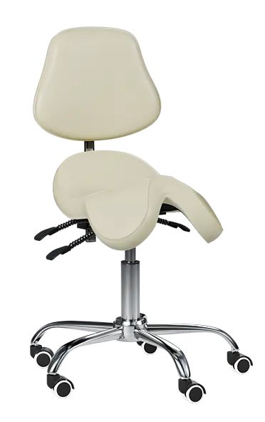 SADDLE 21, pracovní židle sedlová, ekokůže smetanová