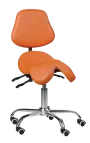 SADDLE 21, pracovní židle sedlová, ekokůže mandarinková