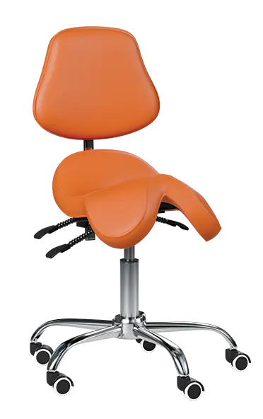 SADDLE 21, pracovní židle sedlová, ekokůže mandarinková