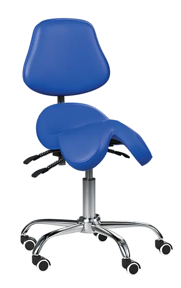 SADDLE 21, pracovní židle sedlová, ekokůže modrá