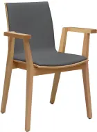 JOLLY židle jídelní čalouněná, rám masiv, koženka šedá