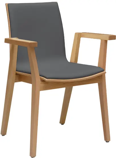 JOLLY židle jídelní čalouněná, rám masiv, koženka šedá