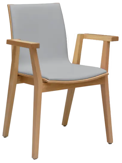 JOLLY židle jídelní čalouněná, rám masiv, koženka šedá