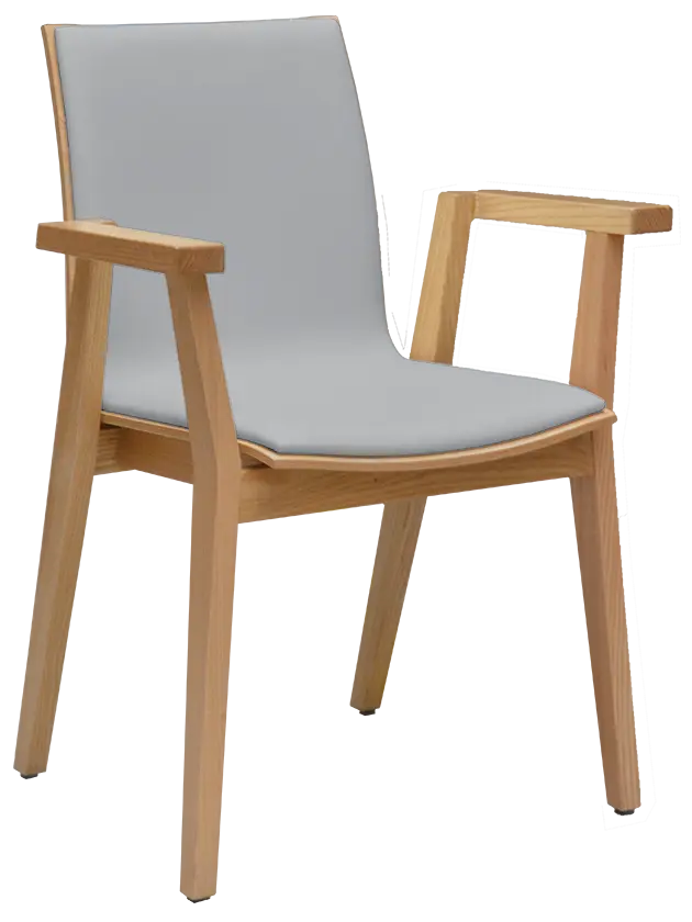 JOLLY židle jídelní čalouněná, rám masiv, koženka šedá