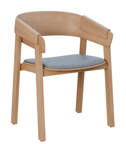 HARMONY, dřevěná konferenční a jídelní židle, čalouněný sedák, koženka šedá