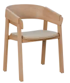 HARMONY, dřevěná konferenční a jídelní židle, čalouněný sedák, koženka smetanová