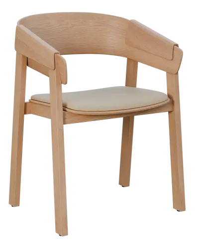 HARMONY, dřevěná konferenční a jídelní židle, čalouněný sedák, koženka smetanová