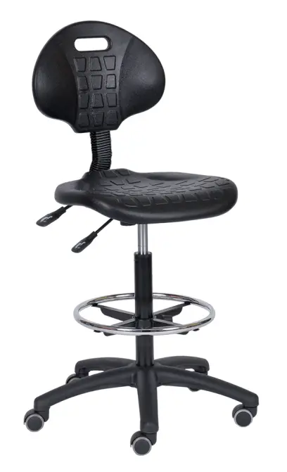 PUR 03 N židle provozní, kříž černý, kruh chrom, kolečka na tvrdé podlahy