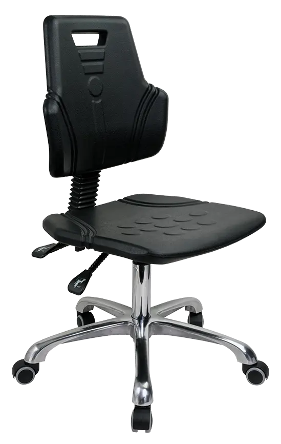 PUR 51 židle provozní, s područkami, kříž chrom, kolečka na tvrdé podlahy