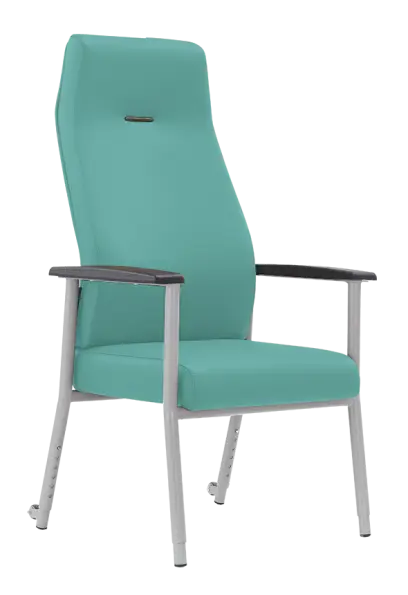 SENIOR LUX 600, konferenční seniorské křeslo, kostra stříbrná, MEDI SL, tyrkysová