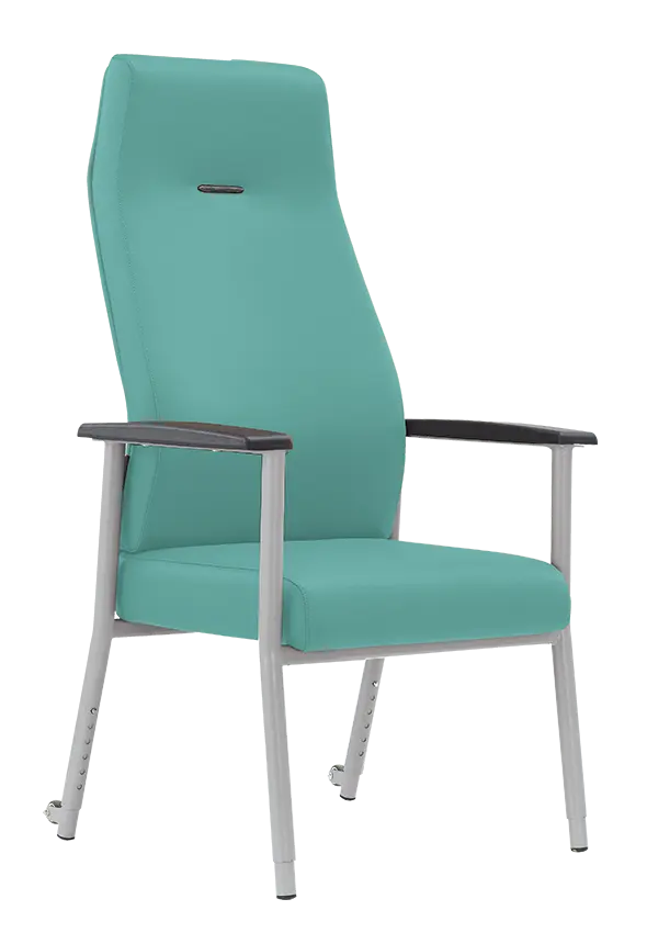 SENIOR LUX 600, konferenční seniorské křeslo, kostra stříbrná, MEDI SL, tyrkysová
