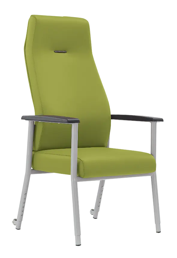 SENIOR LUX 600, konferenční seniorské křeslo, kostra stříbrná, MEDI SL, jarní zeleň