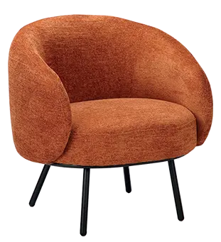 ELISABETH, křeslo, kovové nohy černé, látka cihlová