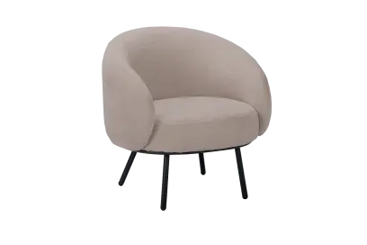 ELISABETH, křeslo, kovové nohy černé, látka bílá káva