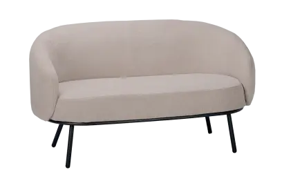 ELISABETH, sedací souprava, dvoumístná, kovové nohy černé, látka bílá káva