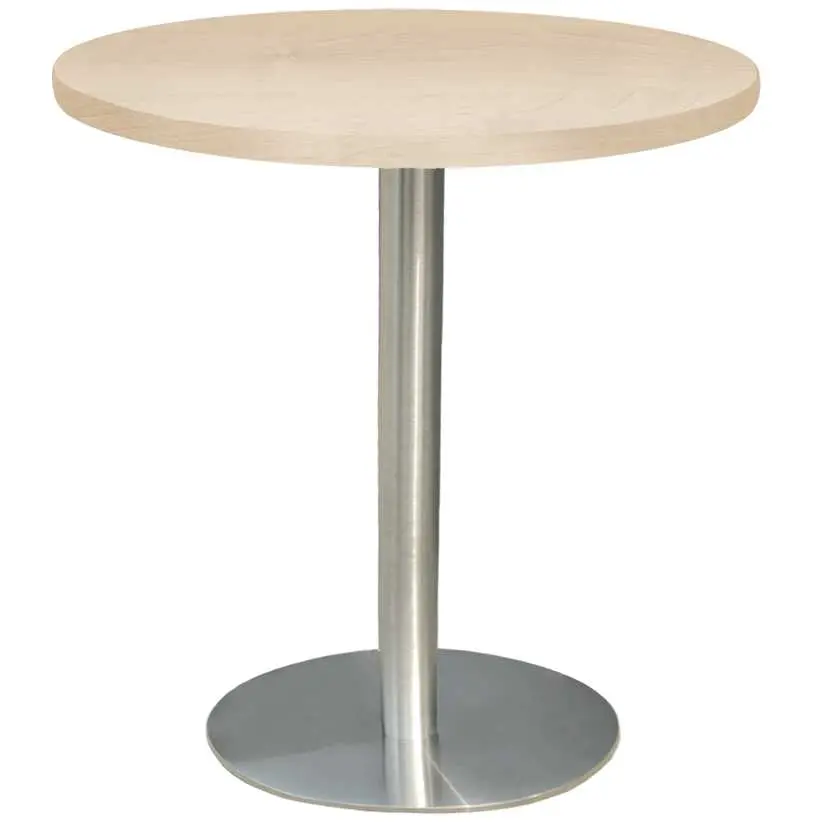 RC 500 - 1 stůl kulatý, deska pr.600 mm bříza irská (síla 25 mm), noha broušený nerez