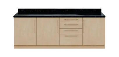 KUCH - CV240 cvičná kuchyňka, bez vybavení, 870x2400x600 mm, bříza irská + deska černá andromeda