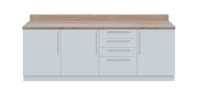 KUCH - CV240 cvičná kuchyňka, bez vybavení, 870x2400x600 mm, bílá + deska dub bardolino