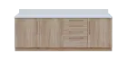 KUCH - CV240 cvičná kuchyňka, bez vybavení, 870x2400x600 mm, dub bardolino + deska bílá perlička