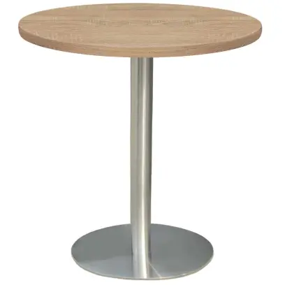 RC 500 - 1 stůl kulatý, deska pr.600 mm dub bardolino (síla 25 mm), noha broušený nerez