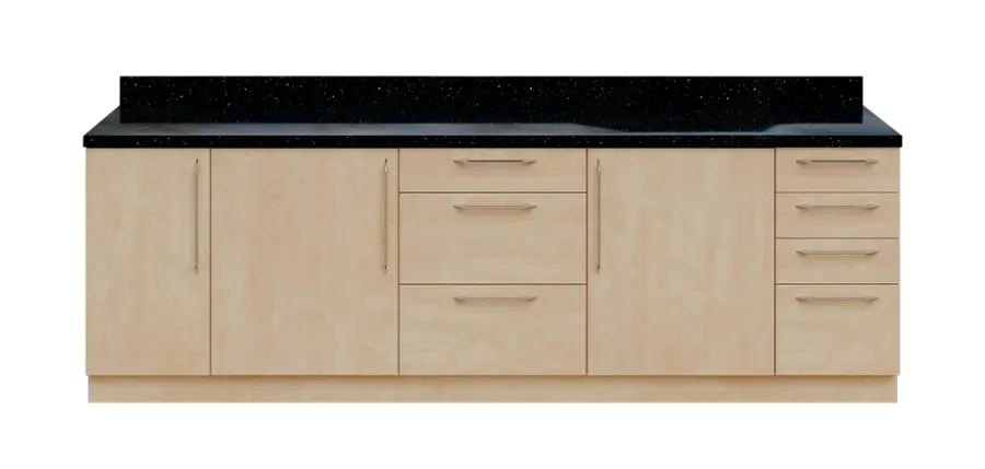 KUCH - CV260 cvičná kuchyňka, bez vybavení, 870x2600x600 mm, bříza irská + deska černá andromeda