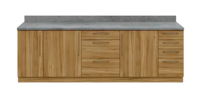 KUCH - CV260 cvičná kuchyňka, bez vybavení, 870x2600x600 mm, ořech světlý + deska beton šedý