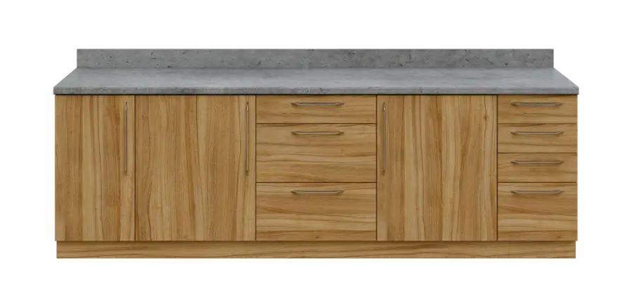 KUCH - CV260 cvičná kuchyňka, bez vybavení, 870x2600x600 mm, ořech světlý + deska beton šedý