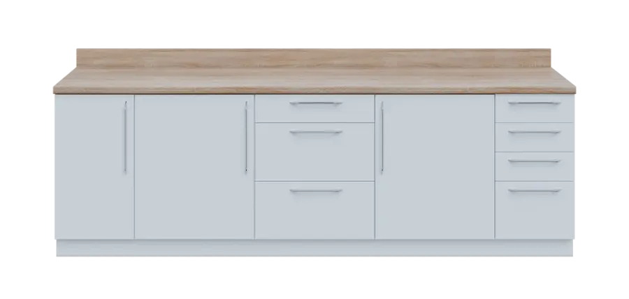 KUCH - CV260 cvičná kuchyňka, bez vybavení, 870x2600x600 mm, bílá + deska dub bardolino