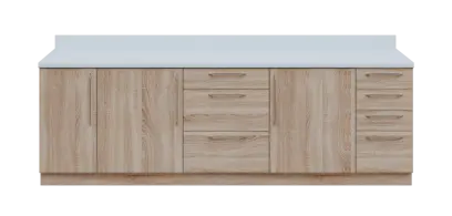 KUCH - CV260 cvičná kuchyňka, bez vybavení, 870x2600x600 mm, dub bardolino + deska bílá perlička