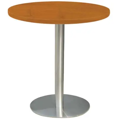 RC 500 - 1 stůl kulatý, deska pr.600 mm olše jantar (síla 25 mm), noha broušený nerez