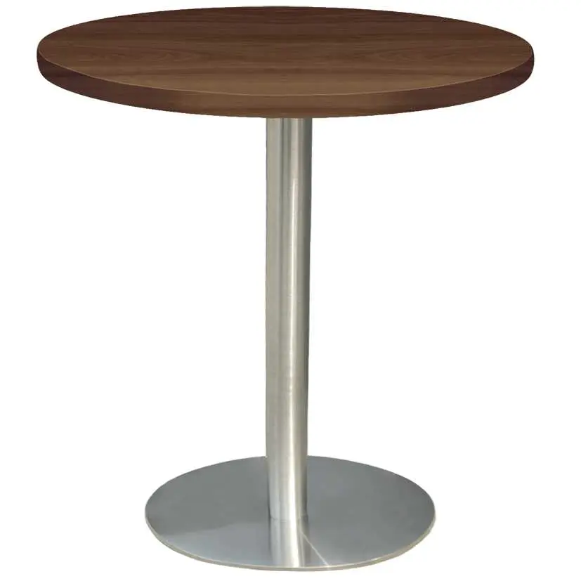 RC 500 - 1 stůl kulatý, deska pr.600 mm ořech královský (síla 25 mm), noha broušený nerez