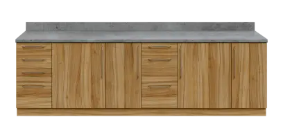 KUCH - CV280 cvičná kuchyňka, bez vybavení, 870x2800x600 mm, ořech světlý + deska beton šedý