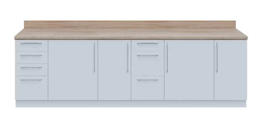 KUCH - CV280 cvičná kuchyňka, bez vybavení, 870x2800x600 mm, bílá + deska dub bardolino