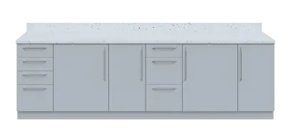 KUCH - CV280 cvičná kuchyňka, bez vybavení, 870x2800x600 mm, šedá + deska bílá Andromeda