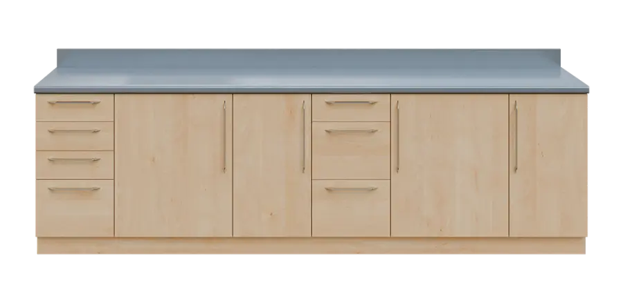 KUCH - CV280 cvičná kuchyňka, bez vybavení, 870x2800x600 mm, javor horský + deska titan