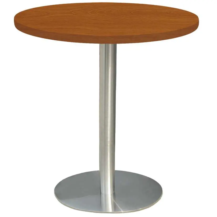 RC 500 - 1 stůl kulatý, deska pr.600 mm třešeň šumavská (síla 25 mm), noha broušený nerez