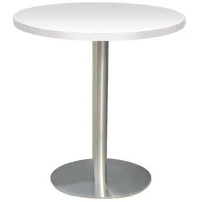 RC 500 - 2 stůl kulatý, deska pr.700 mm bílá (síla 25 mm), noha broušený nerez