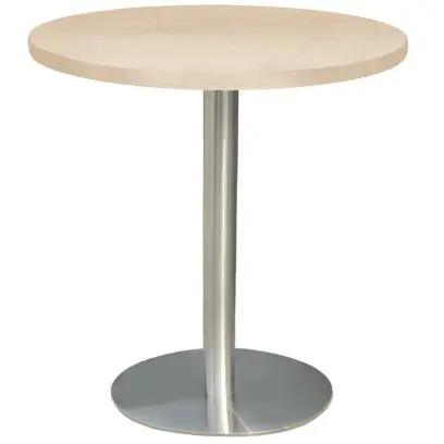 RC 500 - 2 stůl kulatý, deska pr.700 mm bříza irská (síla 25 mm), noha broušený nerez