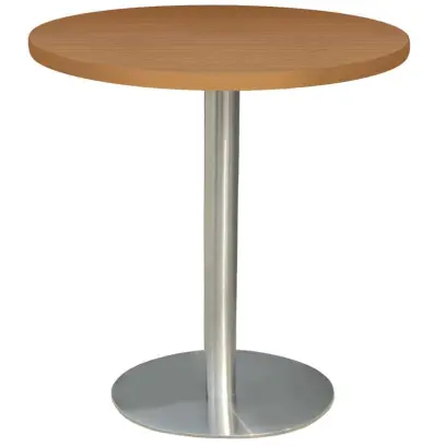 RC 500 - 2 stůl kulatý, deska pr.700 mm buk royal (síla 25 mm), noha broušený nerez