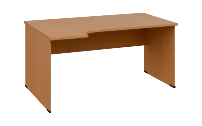 ORL 28 - 164 stůl kancelářský, rohový, levý, dřevěná podnož, deska 25 mm, široký 1600 mm, buk royal
