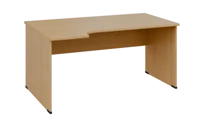 ORL 28 - 164 stůl kancelářský, rohový, levý, dřevěná podnož, deska 25 mm, široký 1600 mm, javor horský