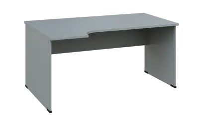 ORL 28 - 164 stůl kancelářský, rohový, levý, dřevěná podnož, deska 25 mm, široký 1600 mm, šedá