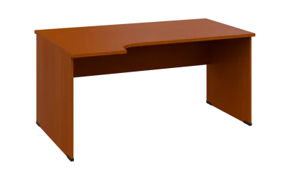 ORL 28 - 164 stůl kancelářský, rohový, levý, dřevěná podnož, deska 25 mm, široký 1600 mm, třešeň šumavská