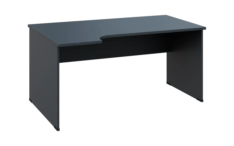 ORL 28 - 164 stůl kancelářský, rohový, levý, dřevěná podnož, deska 25 mm, široký 1600 mm, antracit
