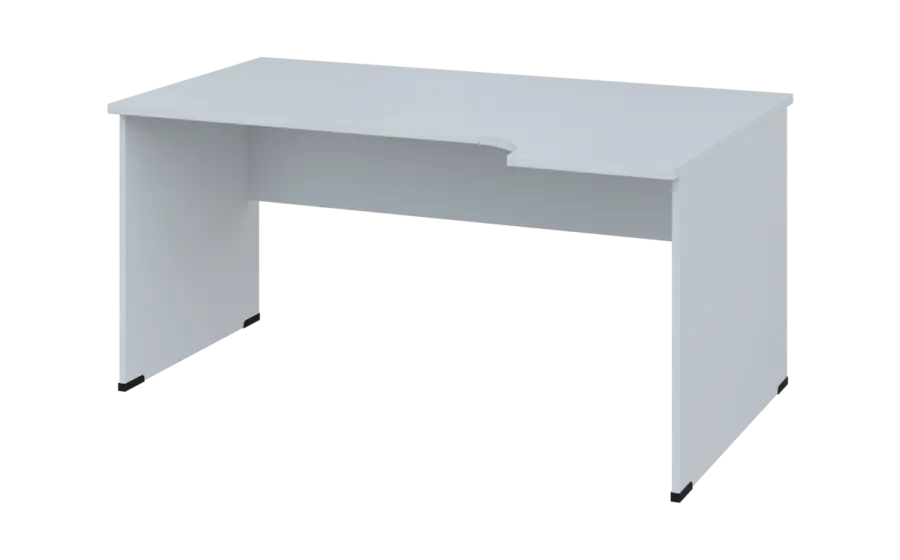 ORL 28 - 164 stůl kancelářský, rohový, pravý, dřevěná podnož, deska 25 mm, široký 1600 mm, bílá