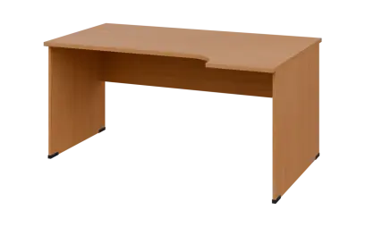 ORL 28 - 164 stůl kancelářský, rohový, pravý, dřevěná podnož, deska 25 mm, široký 1600 mm, buk royal
